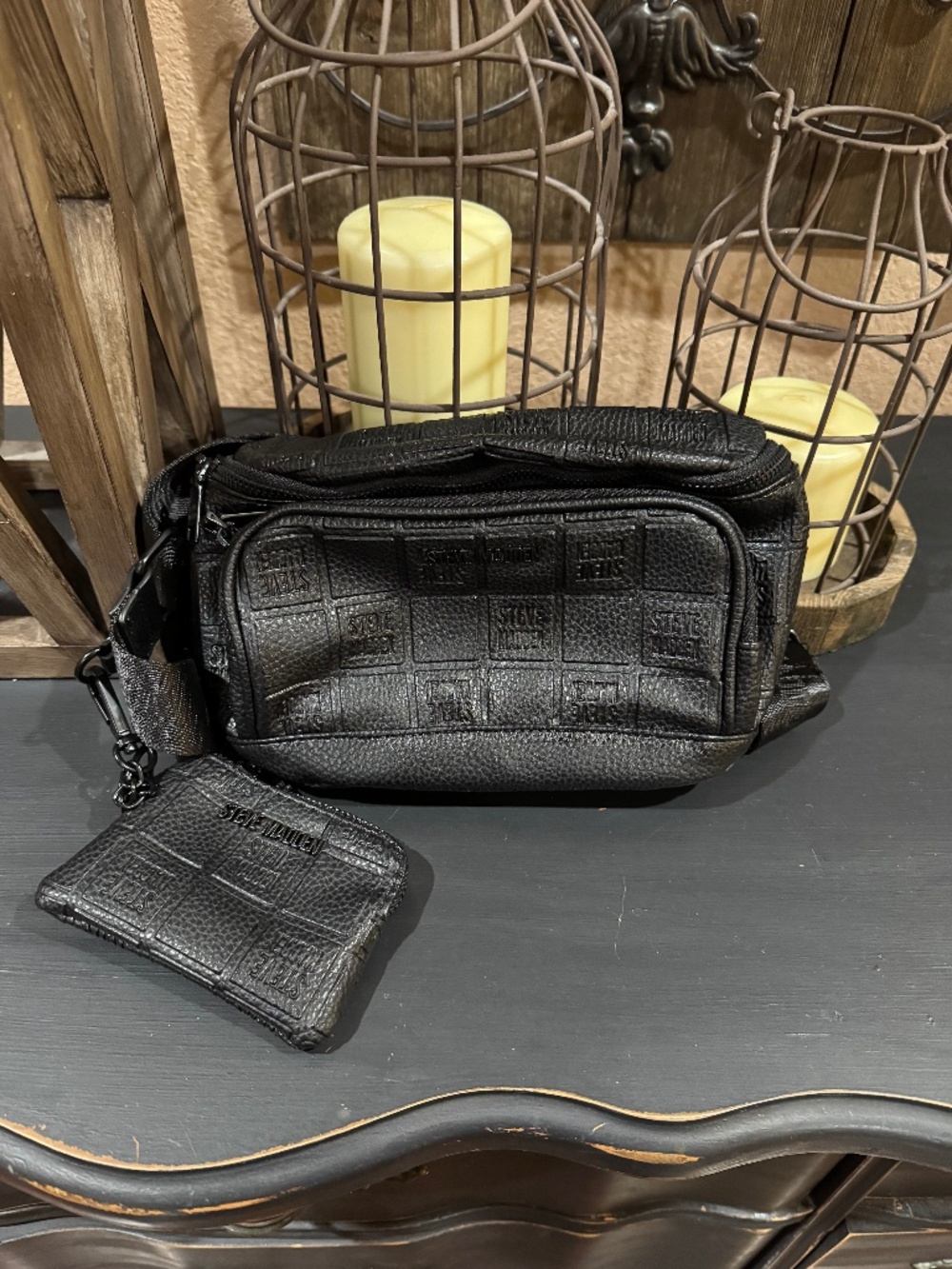 Steve Madden checkered logo-embossed crossbody